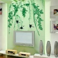 Flying Swallow In Green Willow Wall Sticker